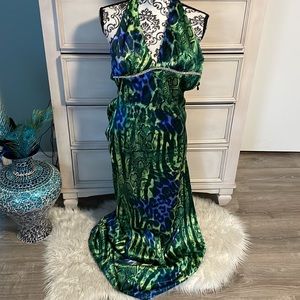 Animal print bling multi color formal dress 3/4